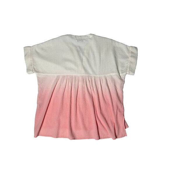Madewell Lakeline Short Sleeve Cream & Pink Ombre Shirt - NWT - Picture 2 of 4
